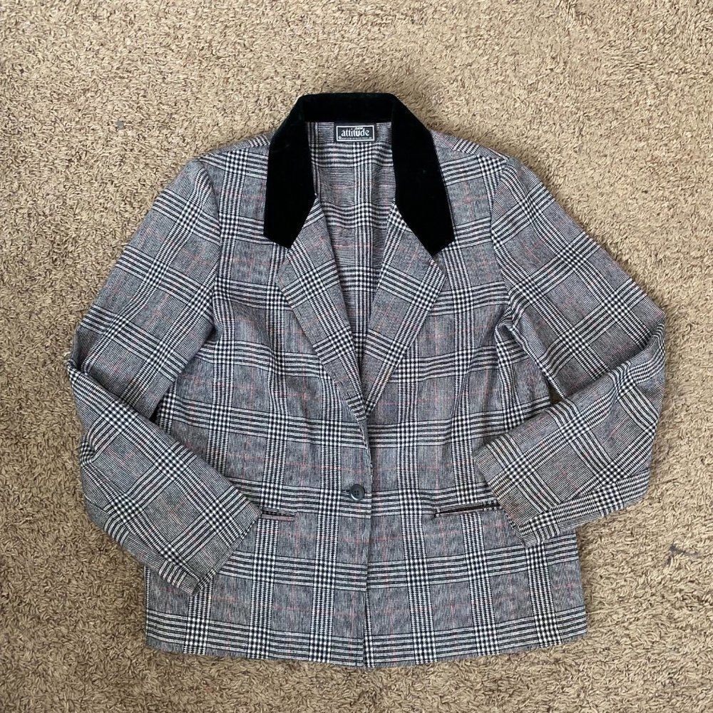 Vintage New Attitude Plaid Blazer Jacket Medium
